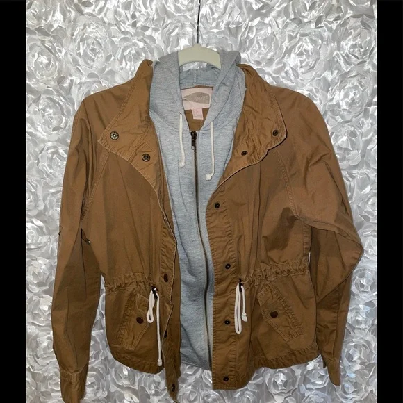 Brown Jacket with Attached Hoodie Lining - Picture 1 of 3